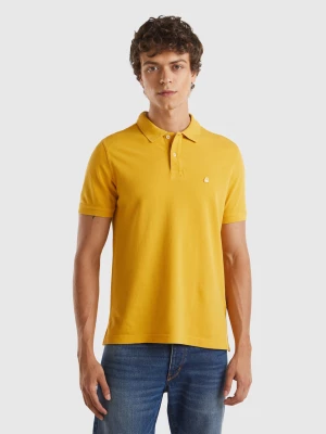 Benetton, Ocher Yellow Regular Fit Polo, size L, Mustard, Men United Colors of Benetton