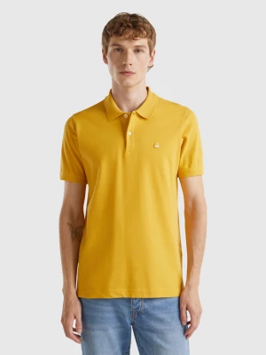 Benetton, Ocher Yellow Slim Fit Polo, size L, Mustard, Men United Colors of Benetton