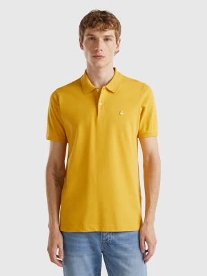 Benetton, Ocher Yellow Slim Fit Polo, size L, Mustard, Men United Colors of Benetton