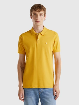 Benetton, Ocher Yellow Slim Fit Polo, size S, Mustard, Men United Colors of Benetton