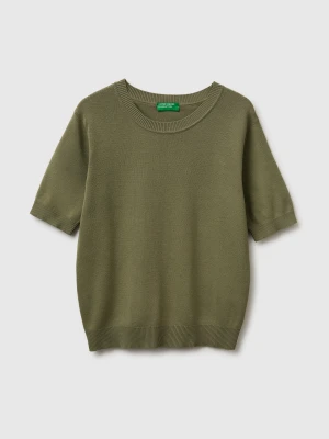 Benetton, Olive Green Short Sleeve Sweater, Size: XS, Women United Colors of Benetton