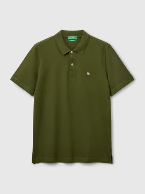 Benetton, Olive Green Slim Fit Polo Shirt, Size: XS, Men United Colors of Benetton