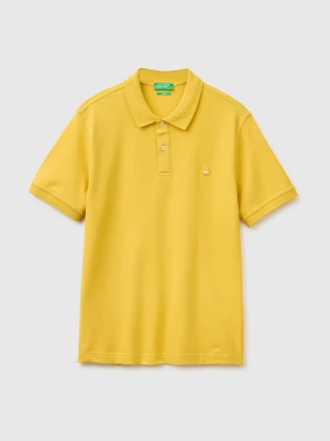 Benetton, Olive Green Slim Fit Polo Shirt, Size: XS, Mustard, Men United Colors of Benetton