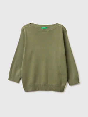 Benetton, Olive Green Sweater With Boat Neck, Size: XS, Women United Colors of Benetton
