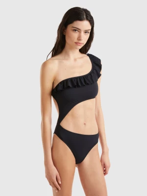 Benetton, One-piece One-shoulder Swimsuit In Econyl®, size 3°, Black, Women United Colors of Benetton