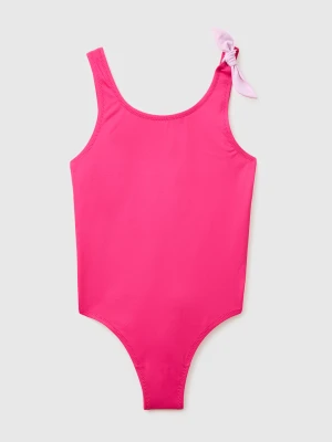 Benetton, One-piece Swimsuit With Bow, Size: XL, Fuchsia, Kids United Colors of Benetton