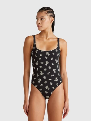 Benetton, One-piece Swimsuit With Coral Print, size 1°, Black, Women United Colors of Benetton