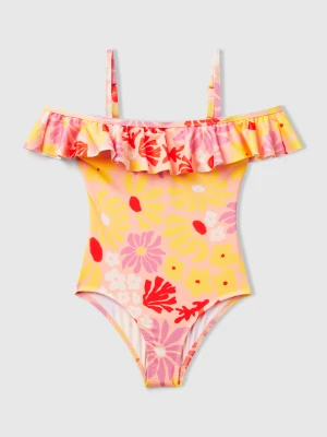 Benetton, One-piece Swimsuit With Flower Print, size XXS, Multi-color, Kids United Colors of Benetton