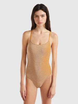 Benetton, One-piece Swimsuit With Lurex, size 1°, Mustard, Women United Colors of Benetton