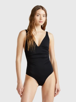 Benetton, One-piece V-neck Swimsuit, size 1°, Black, Women United Colors of Benetton