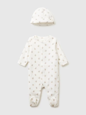 Benetton, Onesie And Chenille Cap Set, Creamy White, Kids United Colors of Benetton