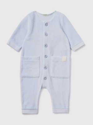 Benetton, Onesie In Chenille With Pockets, size 50, Sky Blue, Kids United Colors of Benetton