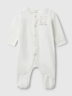 Benetton, Onesie With Bunny Print, Creamy White, Kids United Colors of Benetton