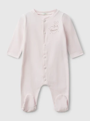 Benetton, Onesie With Bunny Print, Pink, Kids United Colors of Benetton