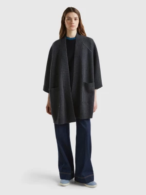 Benetton, Open Knit Cape, size OS, Dark Gray, Women United Colors of Benetton