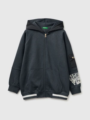 Benetton, Open Sweatshirt With Nylon Inserts, Size: XL, Dark Gray, Kids United Colors of Benetton