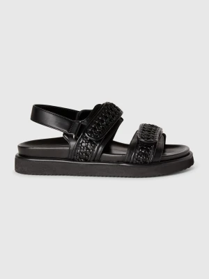 Benetton, Open-toe Sandals In Imitation Fabric, size 41, Black, Women United Colors of Benetton