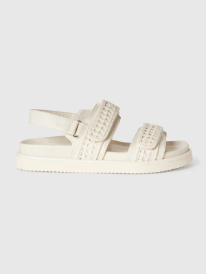 Benetton, Open-toe Sandals In Imitation Fabric, size 41, Creamy White, Women United Colors of Benetton