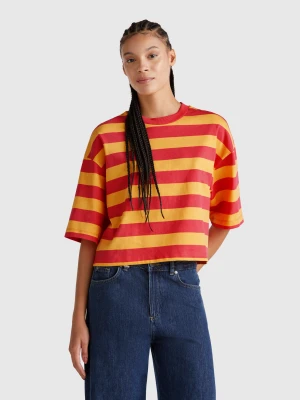 Benetton, Orange And Fuchsia Striped T-shirt, size XXS, Orange, Women United Colors of Benetton