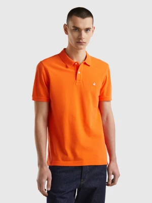Benetton, Orange Regular Fit Polo, size L, Orange, Men United Colors of Benetton