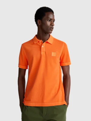 Benetton, Orange Regular Fit Polo, size XS, Orange, Men United Colors of Benetton