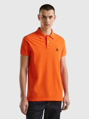 Benetton, Orange Slim Fit Polo, size L, Orange, Men United Colors of Benetton