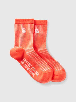 Benetton, Orange Striped Socks, size 36-41, Orange, Women United Colors of Benetton