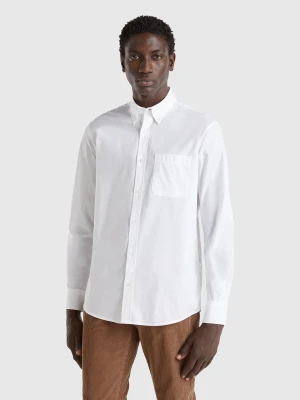 Benetton, Organic Cotton Button Down Shirt, size XS, White, Men United Colors of Benetton