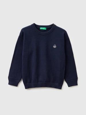 Benetton, Organic Cotton Crew Neck Sweater, Size: 116, Dark Blue, Kids United Colors of Benetton