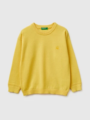 Benetton, Organic Cotton Crew Neck Sweater, Size: 116, Yellow, Kids United Colors of Benetton