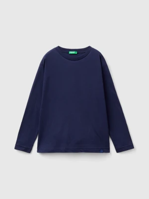 Benetton, Organic Cotton Crew Neck T-shirt, size XL, Dark Blue, Kids United Colors of Benetton