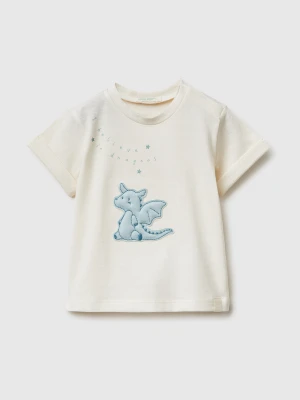 Benetton, Organic Cotton Patch T-shirt, Size: 82, Creamy White, Kids United Colors of Benetton