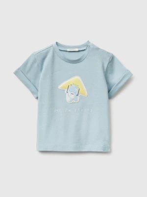 Benetton, Organic Cotton Patch T-shirt, Size: 82, Sky Blue, Kids United Colors of Benetton