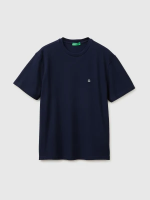 Benetton, Organic Cotton Piquet T-shirt, Size: XS, Dark Blue, Men United Colors of Benetton