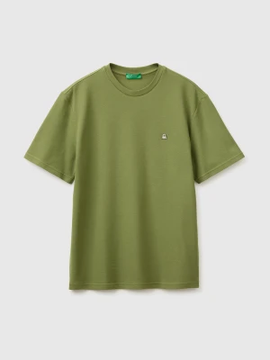 Benetton, Organic Cotton Piquet T-shirt, Size: XS, Olive Green, Men United Colors of Benetton
