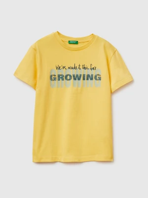 Benetton, Organic Cotton Printed T-shirt, Size: XL, Yellow, Kids United Colors of Benetton