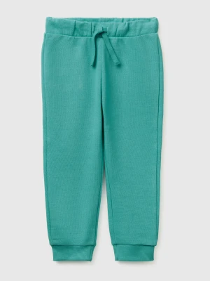 Benetton, Organic Cotton Sweatpants With Logo, Size: 116, Aqua, Kids United Colors of Benetton