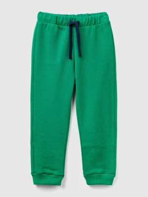 Benetton, Organic Cotton Sweatpants With Logo, size 116, Green, Kids United Colors of Benetton