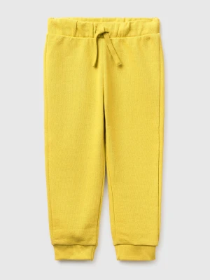 Benetton, Organic Cotton Sweatpants With Logo, Size: 116, Yellow, Kids United Colors of Benetton