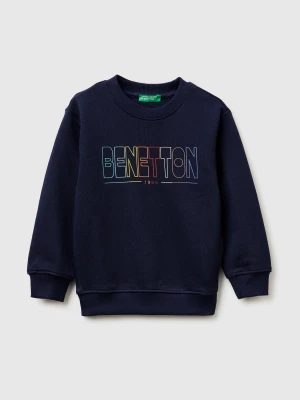 Benetton, Organic Cotton Sweatshirt With Logo Print, Size: 116, Dark Blue, Kids United Colors of Benetton