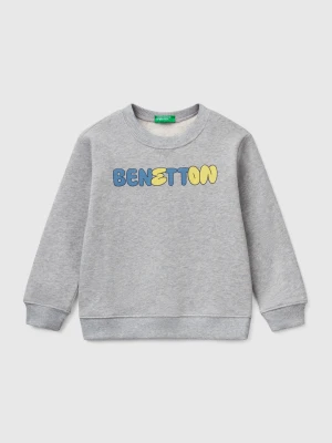 Benetton, Organic Cotton Sweatshirt With Print, size 116, Light Gray, Kids United Colors of Benetton