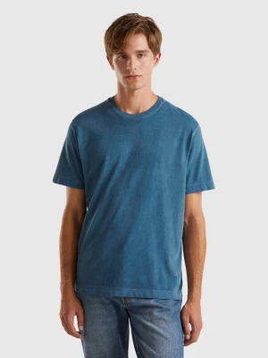 Benetton, Organic Cotton T-shirt, size L, Air Force Blue, Men United Colors of Benetton