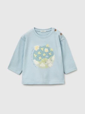 Benetton, Organic Cotton T-shirt With Patch, Size: 82, Sky Blue, Kids United Colors of Benetton