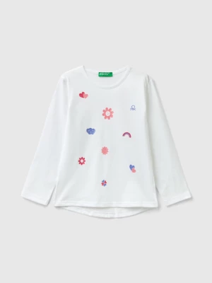Benetton, Organic Cotton T-shirt With Print, size 104, White, Kids United Colors of Benetton