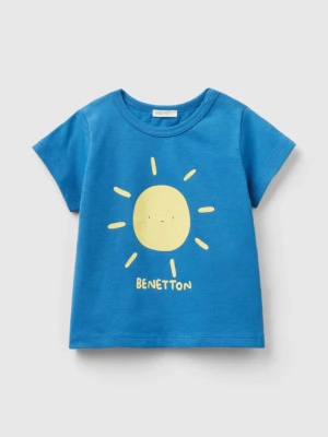 Benetton, Organic Cotton T-shirt With Print, size 50, Blue, Kids United Colors of Benetton