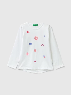 Benetton, Organic Cotton T-shirt With Print, size 90, White, Kids United Colors of Benetton