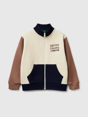 Benetton, Organic Cotton Zip-up Sweatshirt, Size: 98, Beige, Kids United Colors of Benetton