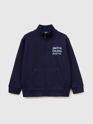 Benetton, Organic Cotton Zip-up Sweatshirt, Size: 116, Dark Blue, Kids United Colors of Benetton