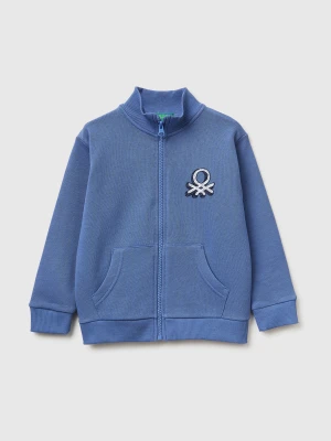 Benetton, Organic Cotton Zip-up Sweatshirt, Size: 116, Air Force Blue, Kids United Colors of Benetton