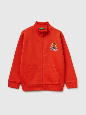 Benetton, Organic Cotton Zip-up Sweatshirt, Size: 116, Red, Kids United Colors of Benetton